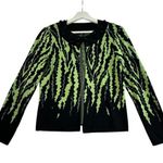 Ming Wang S Small Cardigan Sweater Abstract Knit Jacket Beaded Collar Career Photo 0