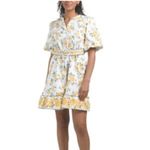 Joie  Tiered Puff Sleeve Floral Yellow and White Dress with Belt 8 Photo 11