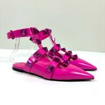 Valentino Garavani  Roman Stud leather Point Toe Flats Pink 37.5 NEW Photo 0