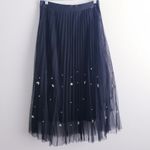 Anthropologie Eva Franco Black Pearl Pleated Midi Skirt Photo 4