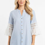 Anne Klein  harbor blue and white striped top new with tags size XLarge Photo 0