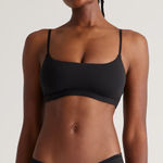 Quince NIB  Women's Organic Cotton Scoop Bralette (2-pack) Black M Photo 0
