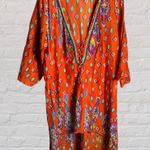 Jessica Taylor Vintage Paisley Tunic Dress Boho Embellished Lace Up Asymmetrical Whimsical 1X Photo 0