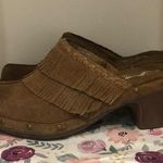 Softwalk Brown Leather Clogs with Fringe Size 5 Photo 3