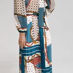 ZARA Multicolored Printed Pleated Midi Skirt Photo 4