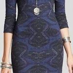 Free People  Cute & Cozy Blue Mock Neck Bodycon Mini Dress Blue Black Size S Photo 0