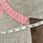 Love Shack Fancy Geneve Cropped Cardigan in Gum Drop Pink Rainbow Knit with v neck Photo 4
