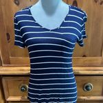 Glitz Striped Navy and white T-shirt, Sz L Photo 0