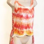 American Rag high low tie dye tank top scoop neck pullover orange white yellow Photo 2