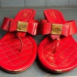 Cole Haan  Sandals Thong Leather Flat Bow Quilted Footed Tali Signature, 8.5 Red Photo 0
