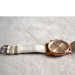 Geneva Platinum Rose Gold White Faux Leather Band New Battery Watch Photo 2