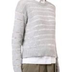 Rag and Bone  Women’s M Heather Gray Crewneck Cropped Crochet Striped Penn Sweater Photo 1