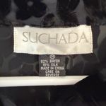 Suchada Burnout Velvet Silk Tunic Top M Sheer Button Down VTG Fairy Whimsical Black Size M Photo 3