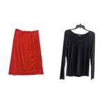 Adrienne Vittadini BLACK embellished swoop KNIT neck top LARGE Photo 7