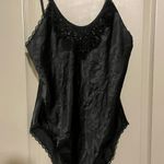 Avon Mode Fashions Black Sexy Bodysuit Teddy Silky Satin 36 Small Photo 0
