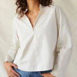 Amo Rosa Ruffle Shirt In Pumice Size Large Tan Photo 0