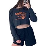 Brandy Melville John Galt dark grey / washed black "club inferno" long sleeve crop top 🔥 Photo 3