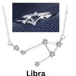 925 Silver Libra Zodiac Necklace & Adjustable Ring Photo 1