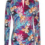 Tommy Bahama Golf Tennis Quarter Zip Pullover Top Small Tropical Floral Pink Photo 0