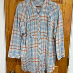 Free People  Plaid About You Sleep Shirt Tunic Distressed Raw Hem Size XS Photo 0