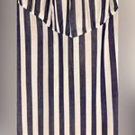 Anthropologie Bow Shoulder V-Neck Nautical Navy and White Stripe Maxi Dress | XL Photo 12