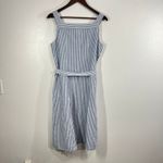 Liz Claiborne Striped Linen Blend Button Front Belted Midi Sundress Large travel Photo 2