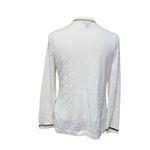 Escada White Virgin Wool Button Front Sheer Trim Cardigan Sweater Size Medium Photo 2