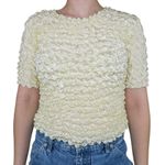Vintage 90s Light Yellow Bubble Popcorn Shirt Size M Photo 1