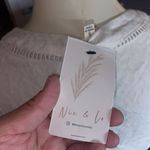 Prómesa NWT $59 Promesa Diamond Jacquard Lace Trimmed Surplice Peasant White Top, Sz S Photo 4