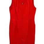 Tory Burch Sz 12 Dress Red Silk Front Zip Sheath Sleeveless Formal Fancy Pockets Photo 0