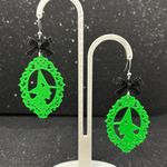Handmade The Emerald Spell Earrings with Black Bows Photo 2