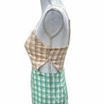 Hurley Plaid Cut Out Slit Colorblock Midi Spaghetti Strap Dress Small NWT Photo 4