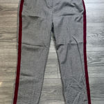 Boden Wool Houndstooth Black White Velvet Racing Stripe Pants Size 8 Career Photo 0