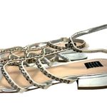 White House | Black Market Silver Beaded Low Heel Sandals Size 7.5 Photo 2
