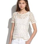 Madewell Ivory Lace Shapes Tee Blouse Photo 0
