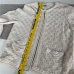 Laura Ashley Vintage  Ivory Gold Metallic Basketweave Knit Cardigan Sweater Large Photo 7