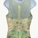 Appliqué Green Beaded Evening Gown Sheer Bodice Embellished Floral Pattern Size undefined Photo 3