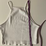 White Ribbed Cropped Tank Top Size M Size M Photo 6
