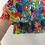 Hailey Lyn colorful tropical floral tank top sleeveless keyhole ruffle Green Size M Photo 2