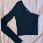 Kendall + Kylie Black One-Shoulder Crop Top Photo 0