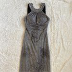 Cache Silver Metallic Beaded Embellished Evening Gown Maxi Dress 0 XS Y2K Photo 4