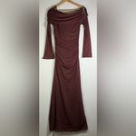 Princess Polly  Women’s Burgundy Mesh Ruched Bodycon Maxi Dress Stretchy Sz 4 Photo 2