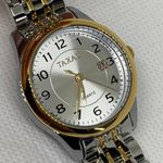 Taxau women classic date watch silver gold tone 34mm round quartz 7.5” running Photo 2