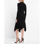 EXPRESS  Black Ribbed Knit Long Sleeve Mock Neck Asymmetric Sweater Midi Dress M Photo 1