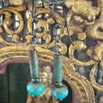 Artisan Boho Earrings Green Tube Beads & Turquoise Photo 4