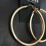 Guess New  Gold Florentined Hoops 3" Photo 1