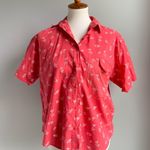 Vintage 90s Chez T Red Fish Bone Short Sleeve Button Down Photo 1