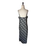 Banana Republic Dress Women Medium Black White Geometric Print Satin Slip Midi Photo 2