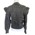 Topshop  Sweater Size XS 0/2 Gray Ruffle Puff Longsleeve Cableknit High Neck Photo 3