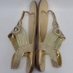 Rouge Helium Women's Rhinostone Thong Slip On Slingback Flat Sandals Gold Sz 7.5 Photo 6